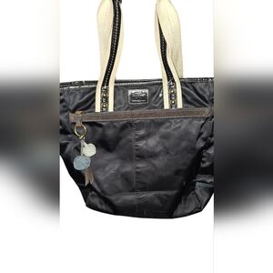 Coach Reversible Hampton Zip Top Tote in Black Nylon